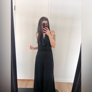 Zara Black Cowl Neck Wide-Leg Jumpsuit